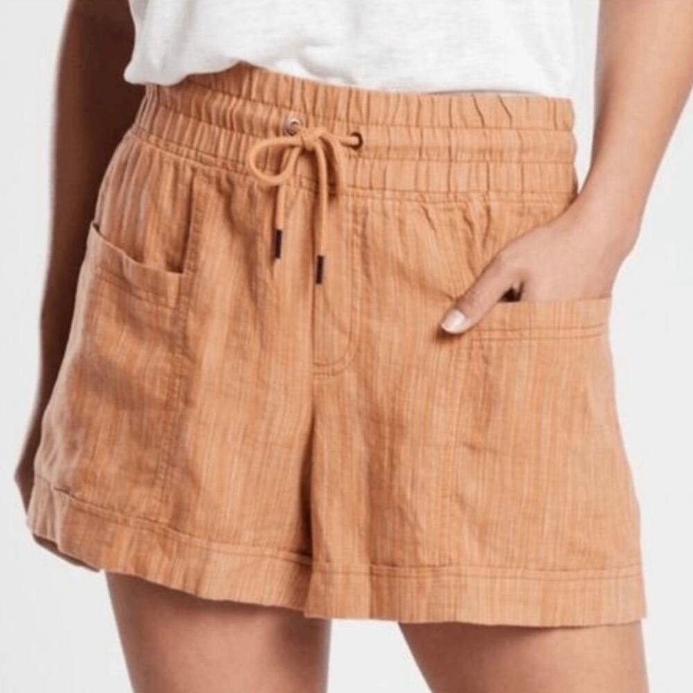 Athleta Cabo Linen 4" Pull-On Shorts size 6 Washed Orange